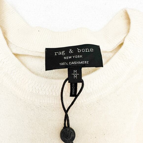 Rag & Bone Cashmere Mandee Oversize Tee Short Sleeve Cream Size M $350 NWT - Picture 3 of 7